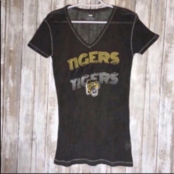 NCAA Tops - LSU Tigers Sheer V Neck Tee Black Yellow Women’s Small NCAA Shirt